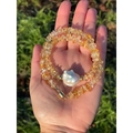 Baroque citrine and fresh water pearl necklace magnetic