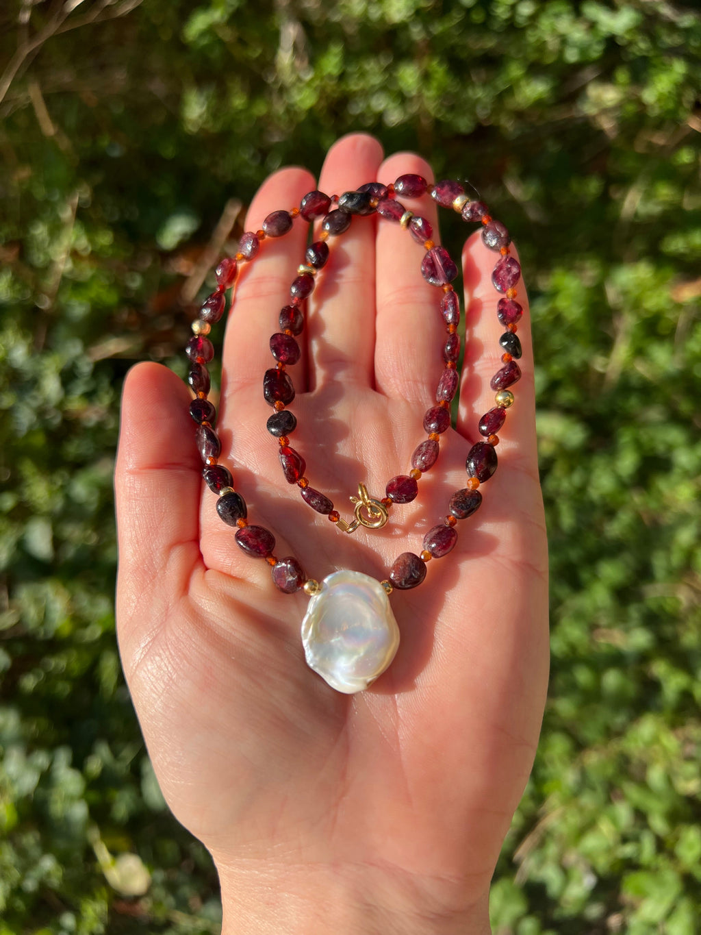 Baroque Garnet and Pearl Necklace Marsala Beaded Necklaces
