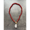Baroque pearl and red agate beaded necklace boho jewelry