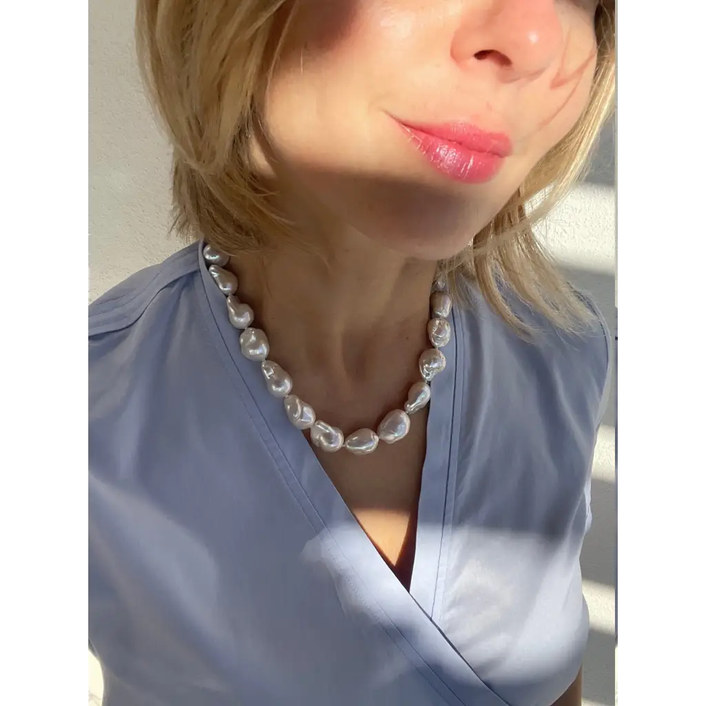 Baroque pearl necklace with magnetic clasp wedding necklace
