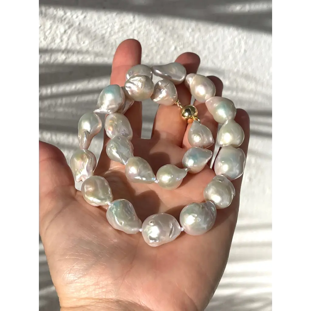 Baroque pearl necklace with magnetic clasp wedding necklace