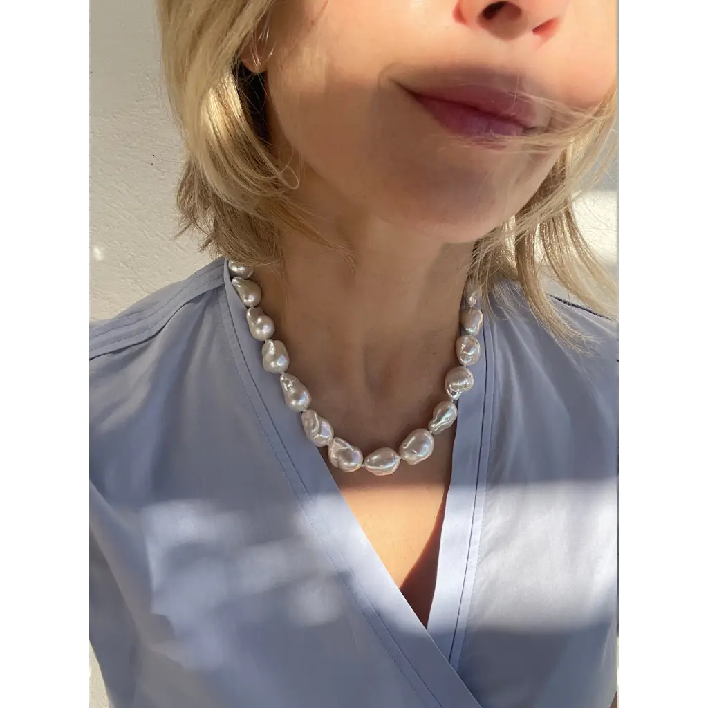 Baroque pearl necklace with magnetic clasp wedding necklace
