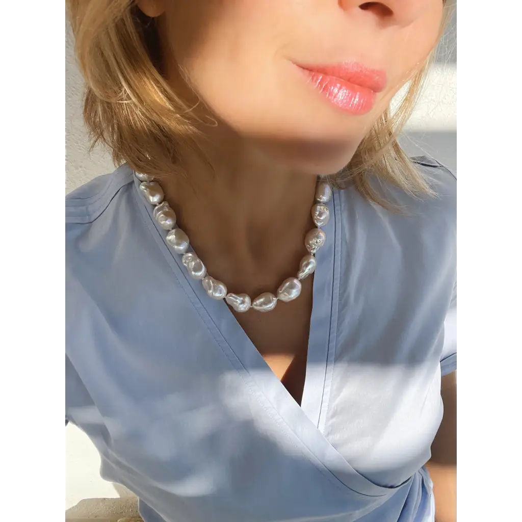 Baroque pearl necklace with magnetic clasp wedding necklace