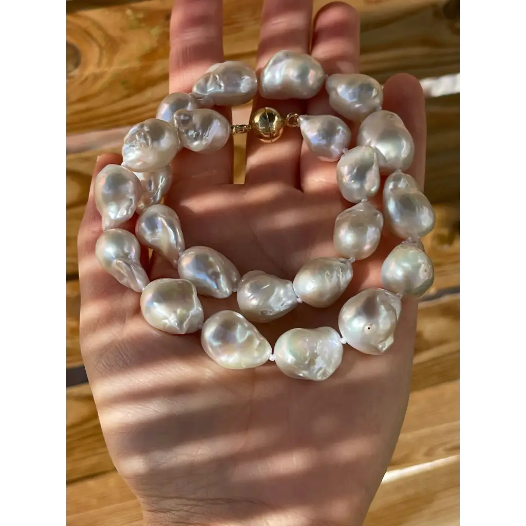 Baroque pearl necklace with magnetic clasp wedding necklace
