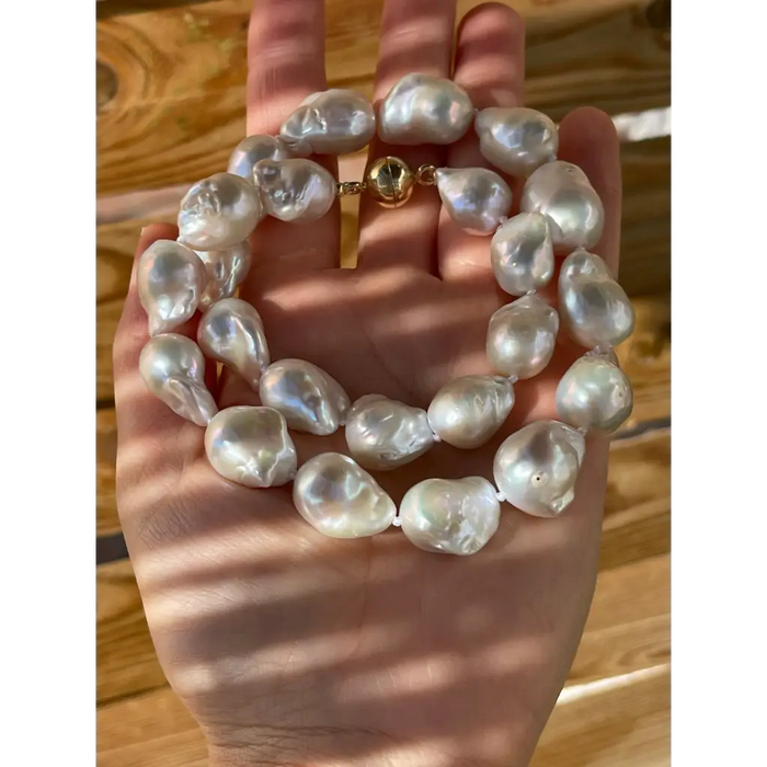 Baroque pearl necklace with magnetic clasp wedding necklace