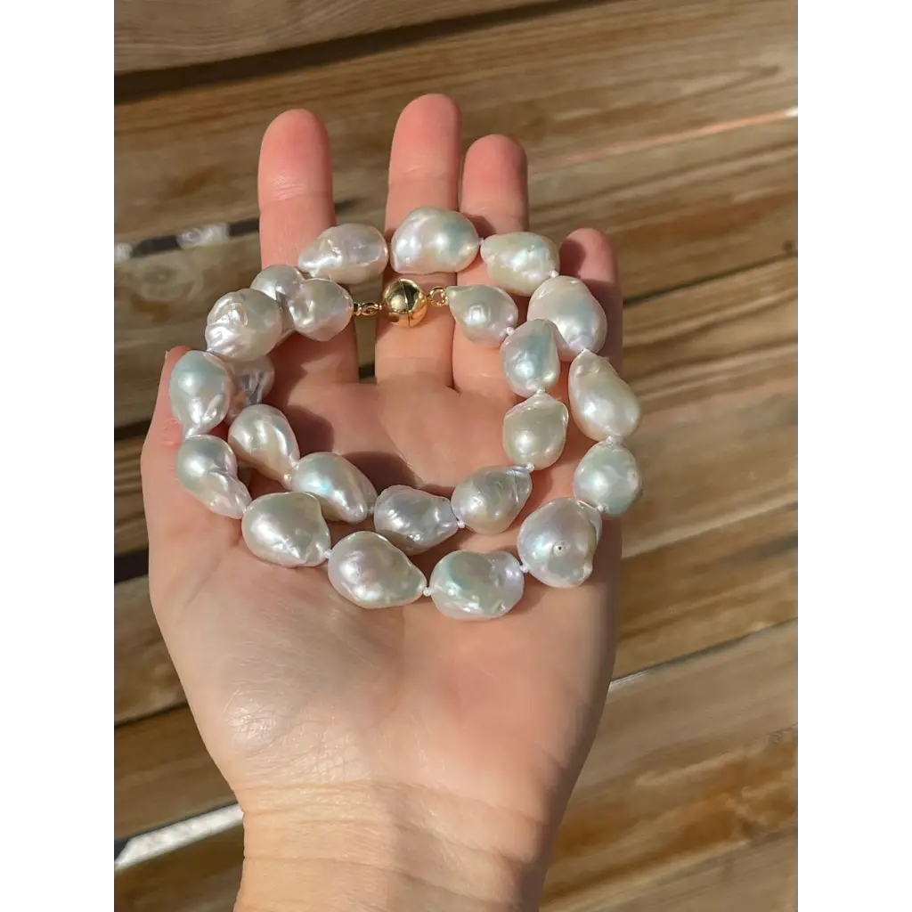 Baroque pearl necklace with magnetic clasp wedding necklace