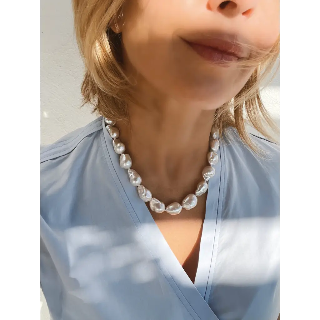 Baroque pearl necklace with magnetic clasp wedding necklace