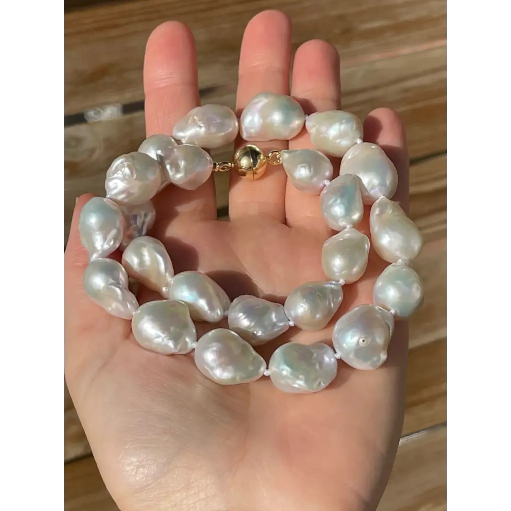 Baroque pearl necklace with magnetic clasp wedding necklace