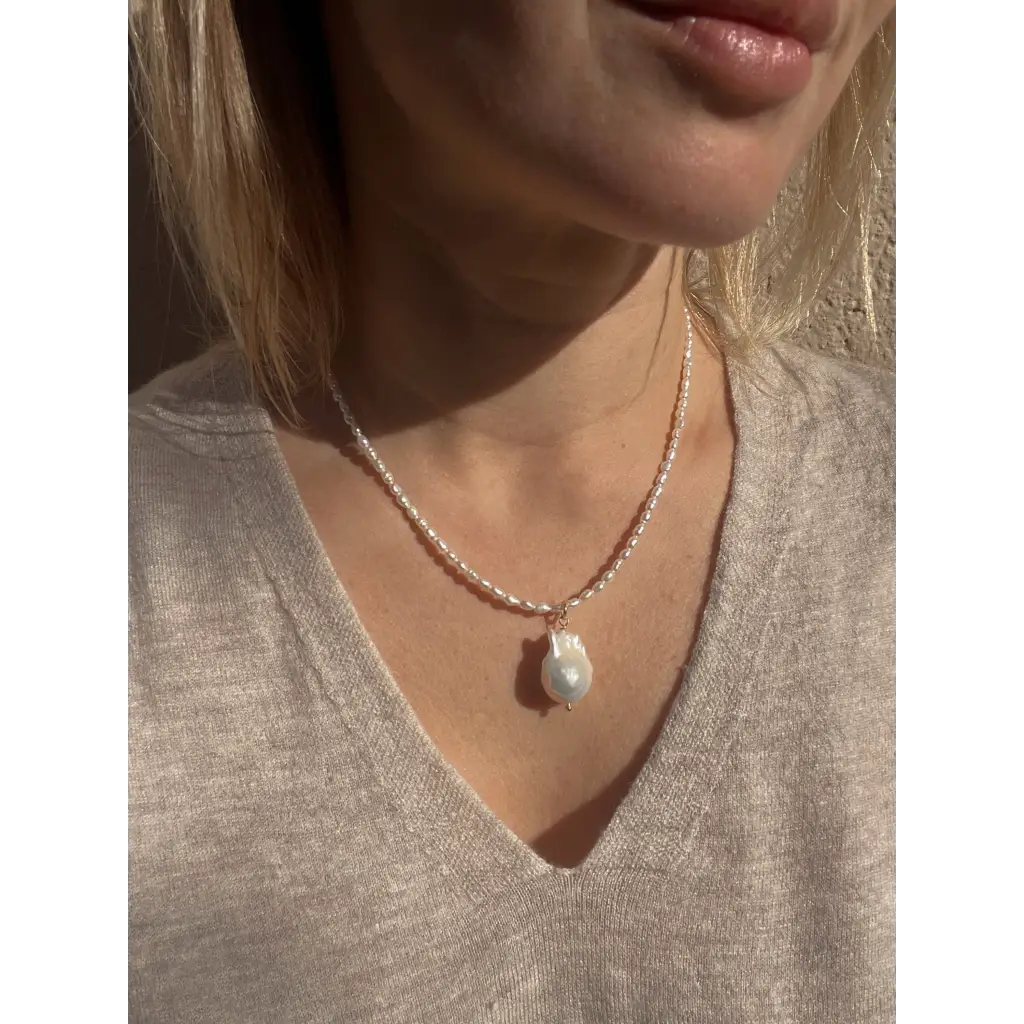 Baroque pearl pendant necklace Fresh water pearls necklace