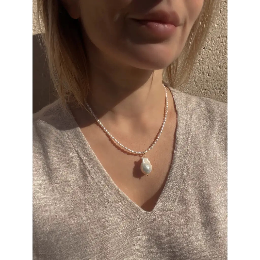 Baroque pearl pendant necklace Fresh water pearls necklace