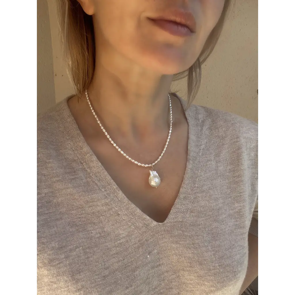 Baroque pearl pendant necklace Fresh water pearls necklace