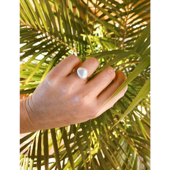 Baroque pearl ring gold plated 925 silver