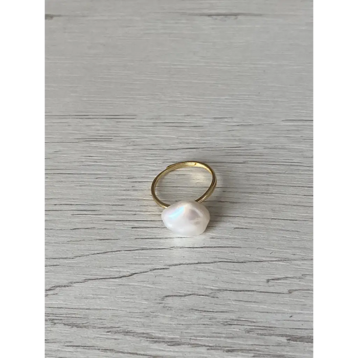 Baroque pearl ring gold plated 925 silver