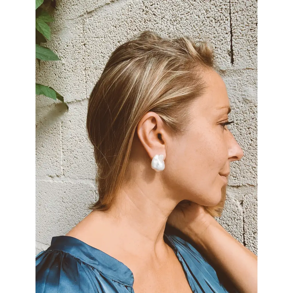 Baroque pearl stud earrings gold filled 925 silver