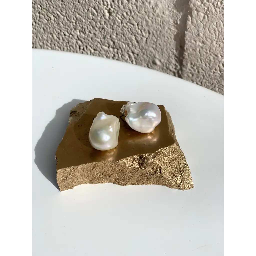 Baroque pearl stud earrings gold filled 925 silver