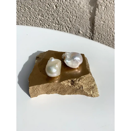 Baroque pearl stud earrings gold filled 925 silver