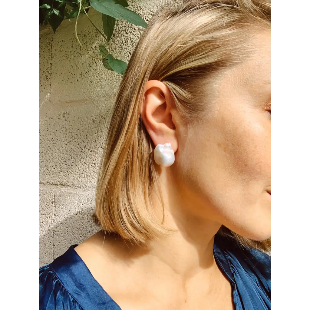 Baroque pearl stud earrings gold filled 925 silver