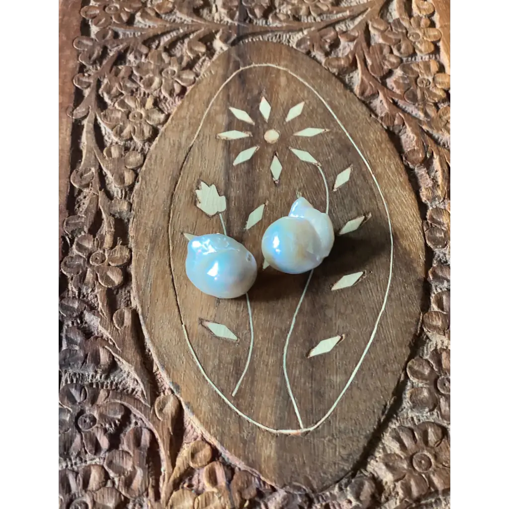 Baroque pearl stud earrings gold filled 925 silver