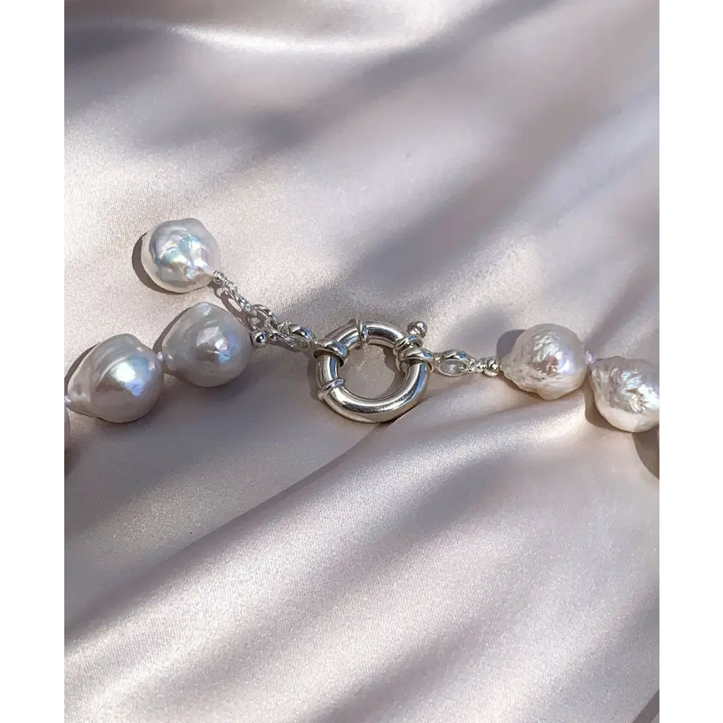 Baroque Pearls Necklace With Silver Marine Lock Real pearls