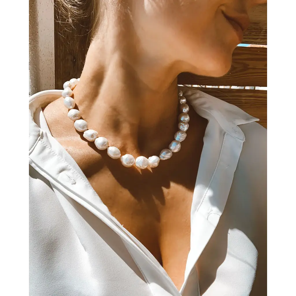 Baroque Pearls Necklace With Silver Marine Lock Real pearls
