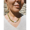 Baroque peridot and fresh water pearl necklace magnetic