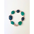 Black and green onyx gold plated silver bracelet birthstone