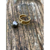 Black genuine Tahitian pearl adjustable ring gold plated