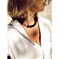 Black onyx and gold plated beaded necklace black gemstone