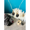 Blackberry earrings and ring black spinel and gold plated