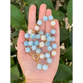 Brazilian aquamarines and fresh water pearls wired necklace