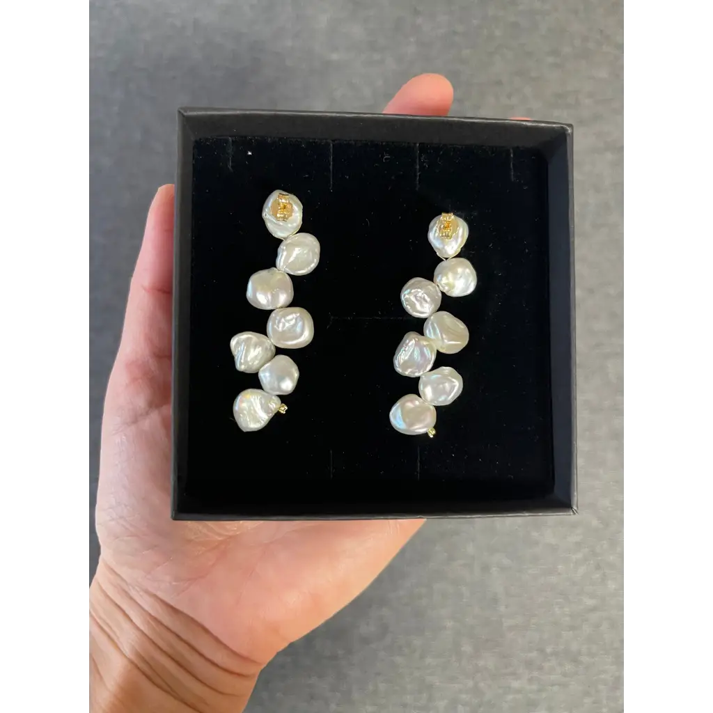 Bridal pearl earrings long drop wedding earrings silver