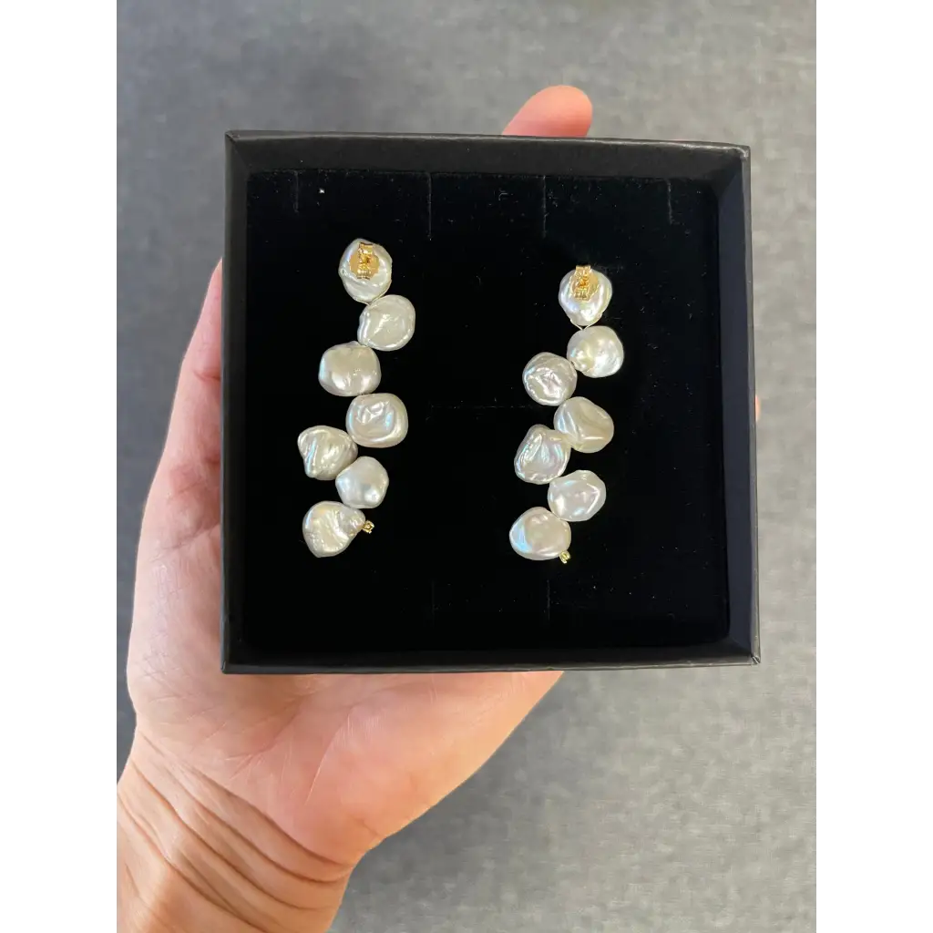 Bridal pearl earrings long drop wedding earrings silver
