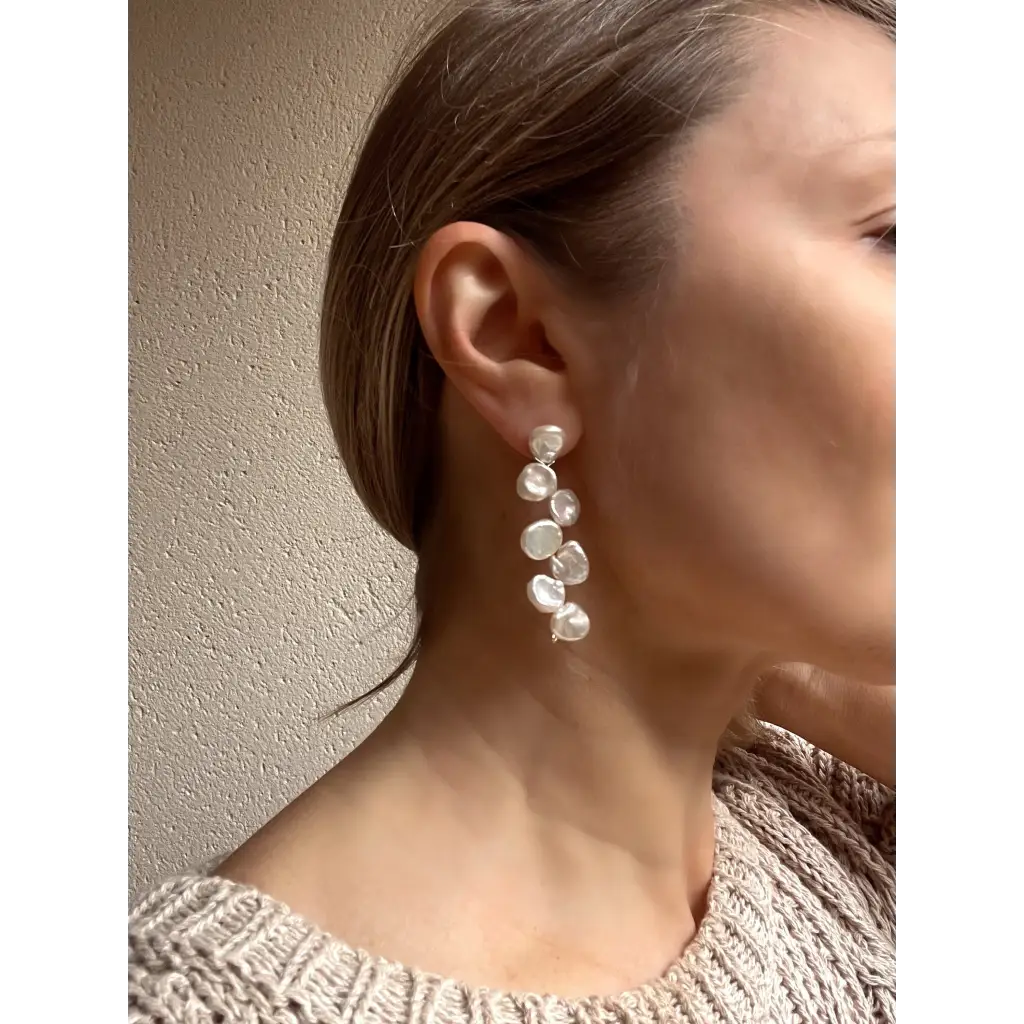 Bridal pearl earrings long drop wedding earrings silver