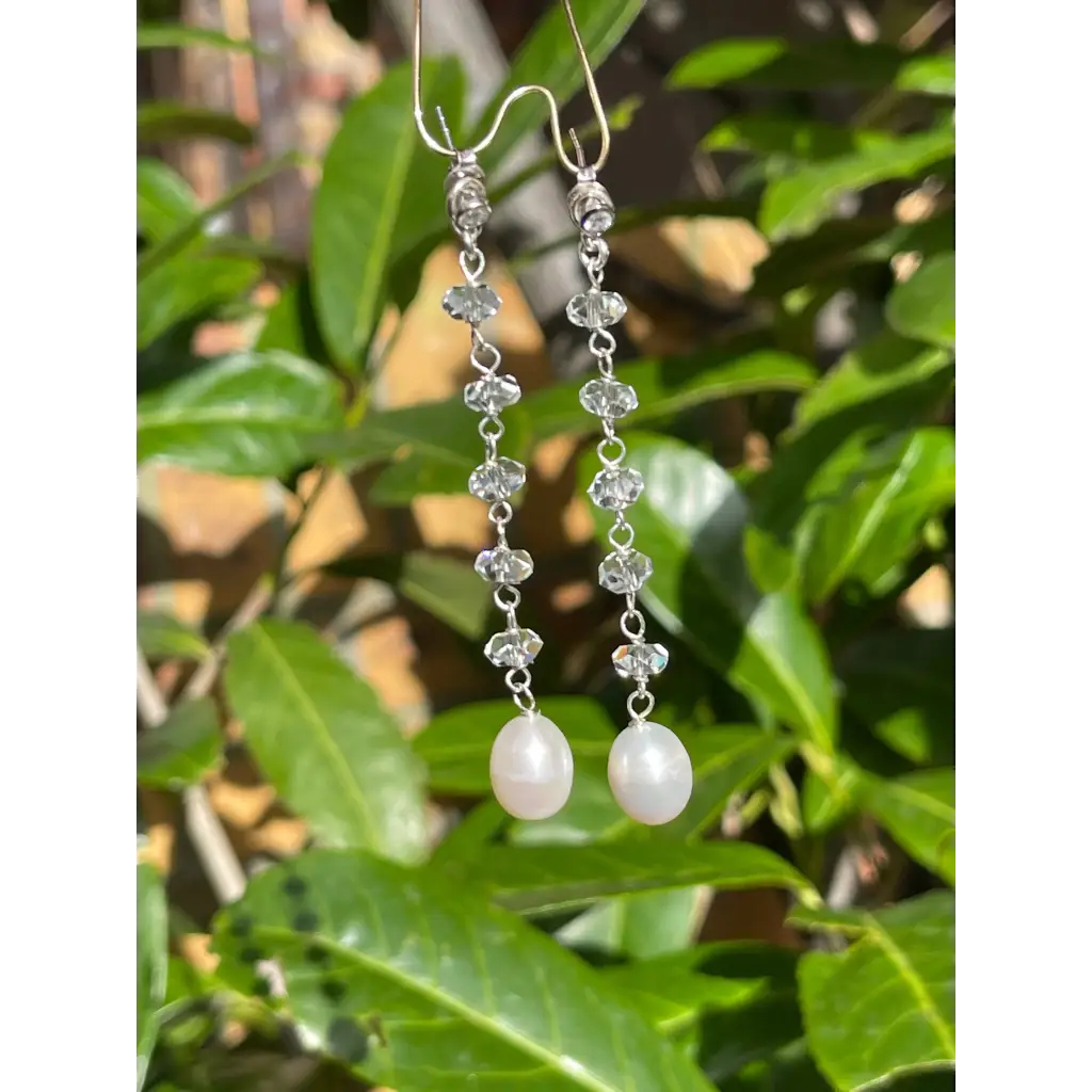 Bride earrings “Estrella del Nord” rock crystal and pearl