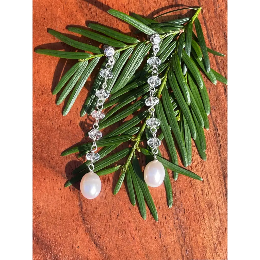Bride earrings “Estrella del Nord” rock crystal and pearl