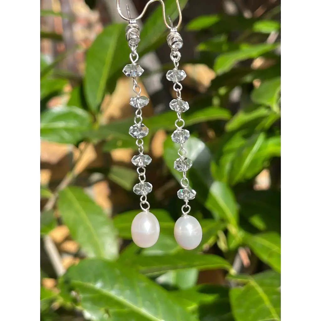 Bride earrings “Estrella del Nord” rock crystal and pearl