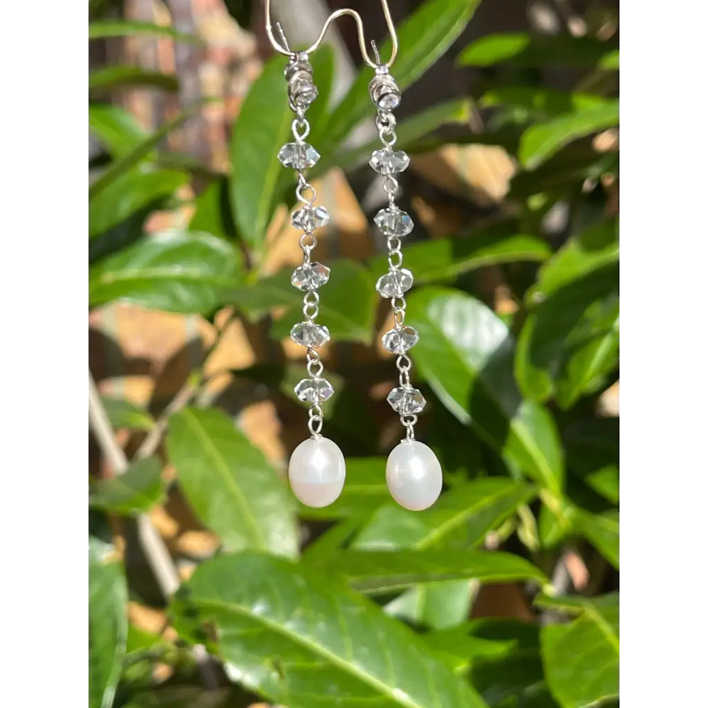 Bride earrings “Estrella del Nord” rock crystal and pearl