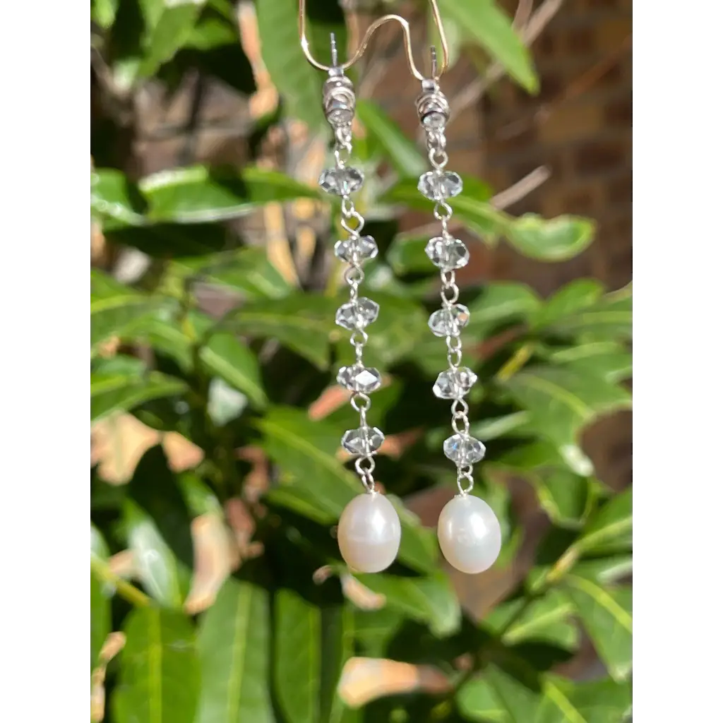 Bride earrings “Estrella del Nord” rock crystal and pearl