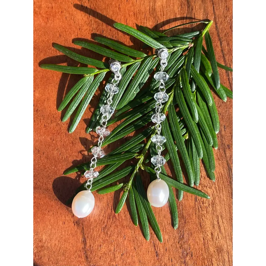 Bride earrings “Estrella del Nord” rock crystal and pearl