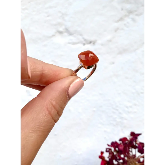 Carnelian statement ring gemstone silver ring stacking ring