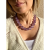 Chunky amethyst beaded necklace oversized beads gold plated