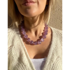 Chunky amethyst beaded necklace oversized beads gold plated