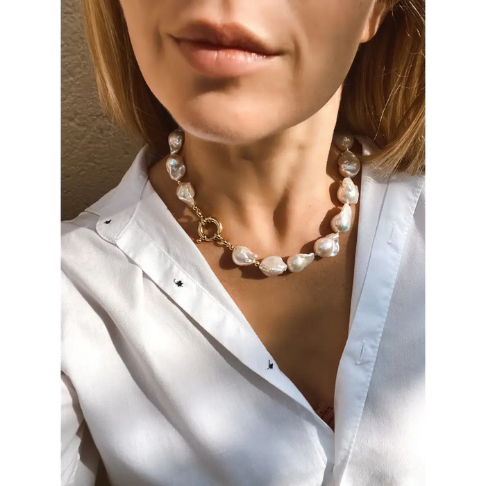 Chunky baroque pearl necklace, AAA quality fresh water pearls, wedding necklace, gold vermeil or solid gold clasp