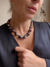 Chunky black baroque pearl necklace with magnetic hands