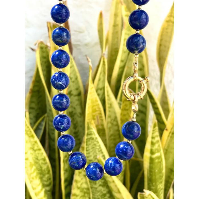 Chunky lapis lazuli beaded necklace