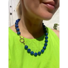 Chunky lapis lazuli beaded necklace