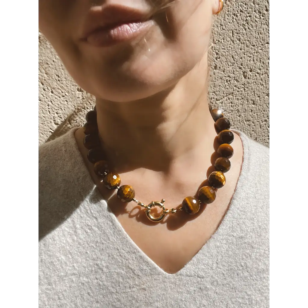 Chunky Tigers Eye Beaded necklace Statement necklace Tiger