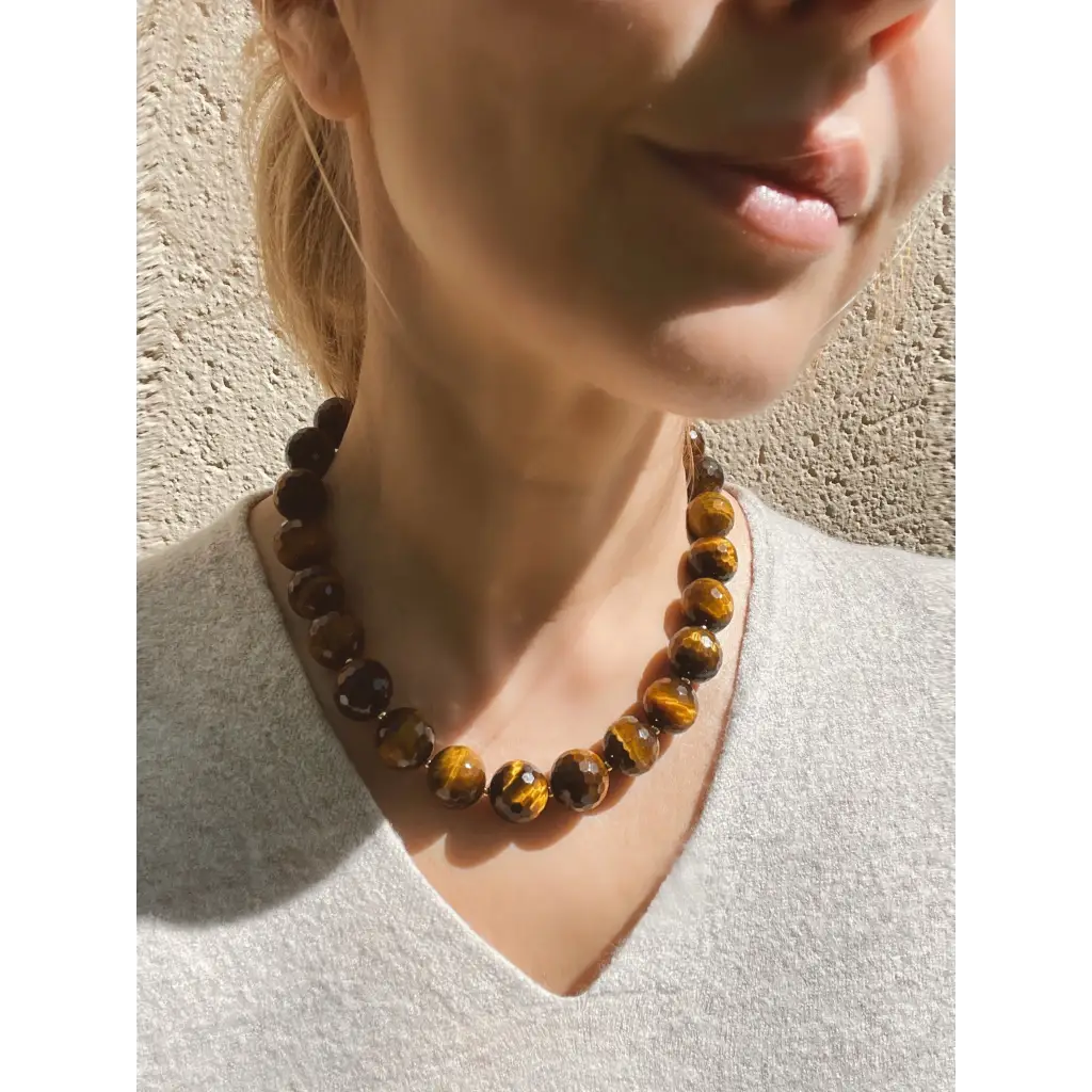 Chunky Tigers Eye Beaded necklace Statement necklace Tiger
