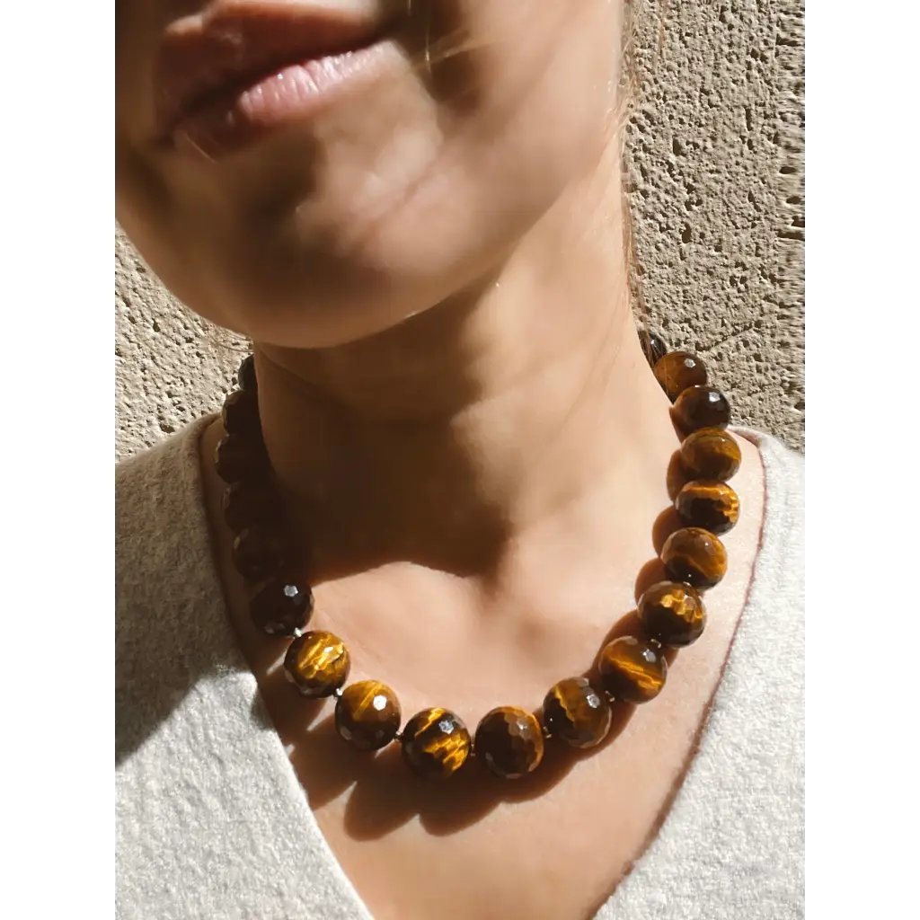 Chunky Tigers Eye Beaded necklace Statement necklace Tiger