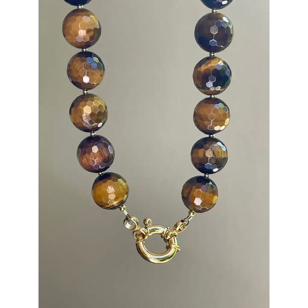 Chunky Tigers Eye Beaded necklace Statement necklace Tiger